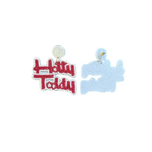 Hotty Toddy Beaded Earrings/Ole Miss Earrings/Game Day Earrings/Gift for Her - Picture 2 of 2